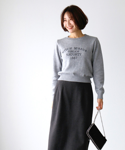 tシャツ 大人の新アイテム！今買い足すロゴニットキレカジコーデ集 レディース Ehre style tシャツ 大人の新アイテム！今買い足すロゴニット