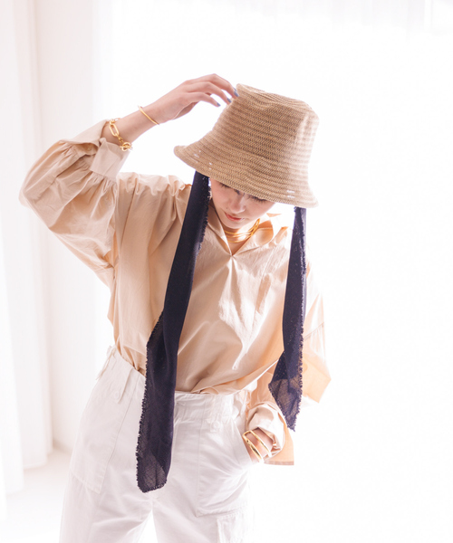 La Maison de Lyllis ラメゾンドリリス スカーフ付つば広帽 La Maison de Lyllis(ラ メゾン ド リリス)】 CLOCHE SCARF
