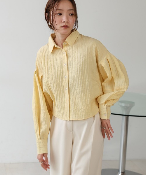 BAB ブラウス シャツ タックスリーブコンパクトシャツブラウス