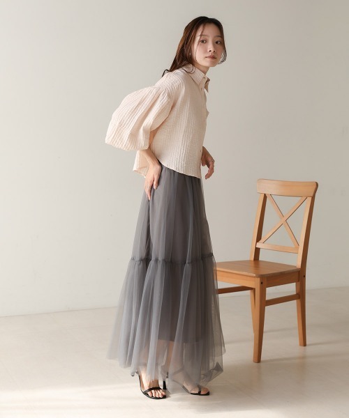 BAB ブラウス シャツ タックスリーブコンパクトシャツブラウス