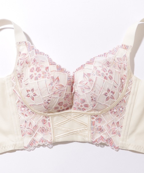 Lace Ladies ブラジャー ショーツセット 花柄 レース ビスチェ風