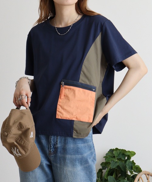 tシャツ A.N.L 配色ポケットプルオーバー レディース