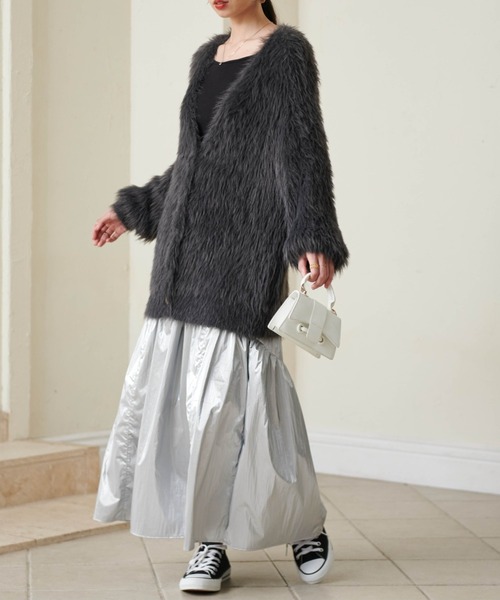 RANAN（ラナン） カーディガン ロングフェザーシャギーオーバーカーデ