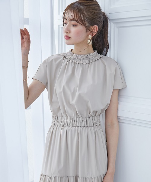 サイズ限定SALE◆残り僅か◆フィッシュネット ミディワンピース slattgir ワンピース 高身長 ティアードフレアワンピース