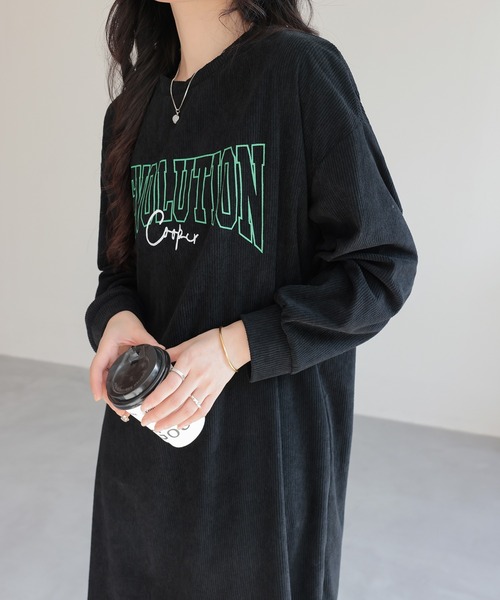 ワンピース オーバーサイズロゴスウェットロングワンピース : ZOZOTOWN