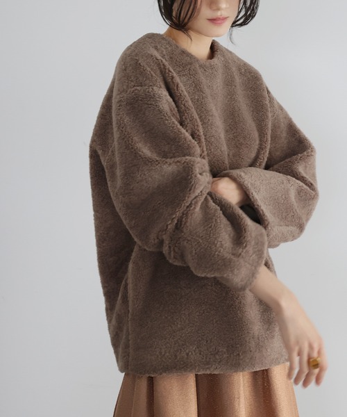 ELFRANK ニット セーター オーバーサイズボアプルオーバー レディース