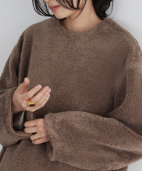 ELFRANK ニット セーター オーバーサイズボアプルオーバー レディース