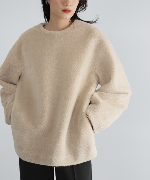 ELFRANK ニット セーター オーバーサイズボアプルオーバー レディース