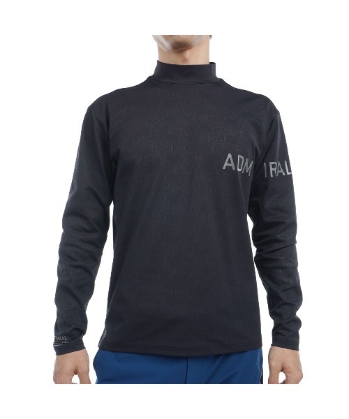 Admiral Golf tシャツ ロゴエンボスストレッチ LS モックネック