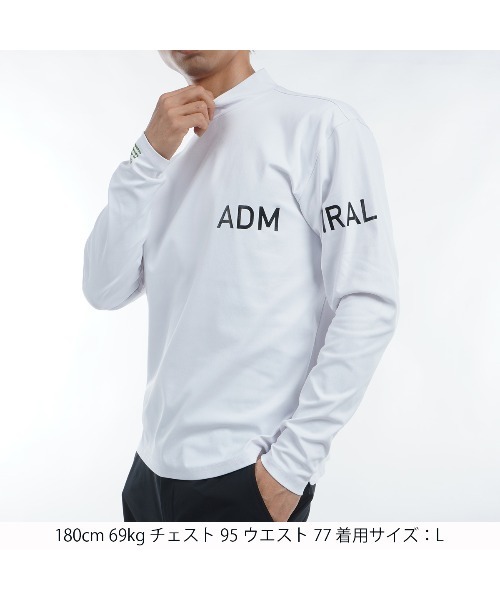 Admiral Golf tシャツ ロゴエンボスストレッチ LS モックネック