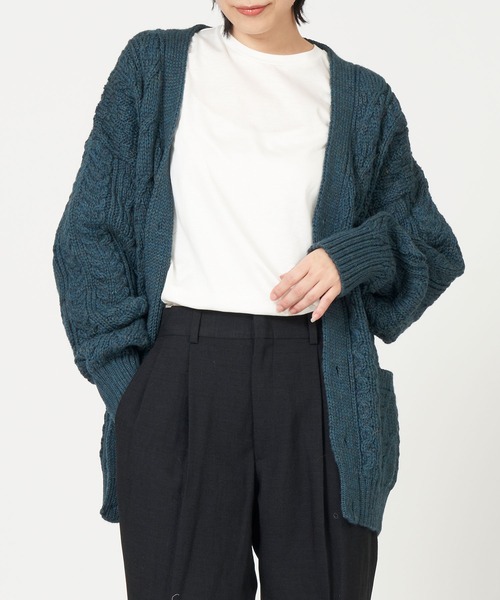 Kerrywoollenmills ニット セーター Aran Cable V Neck Cardigan