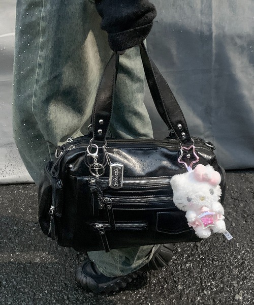 LILLI ミニショルダーバッグ レザー 黒 ダブルファスナー リリー レッセフェール サーチ 2way ミニ トート ショルダー バッグ 本