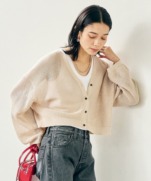 メッシュ クロップド ニット green label relaxing 新品 メッシュ クロップド ニット ―ウォッシャブル―