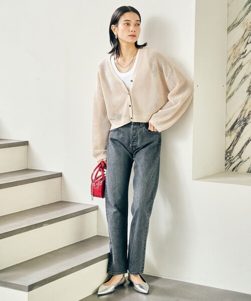 メッシュ クロップド ニット green label relaxing 新品 green label relaxing（グリーンレーベルリラクシング）の