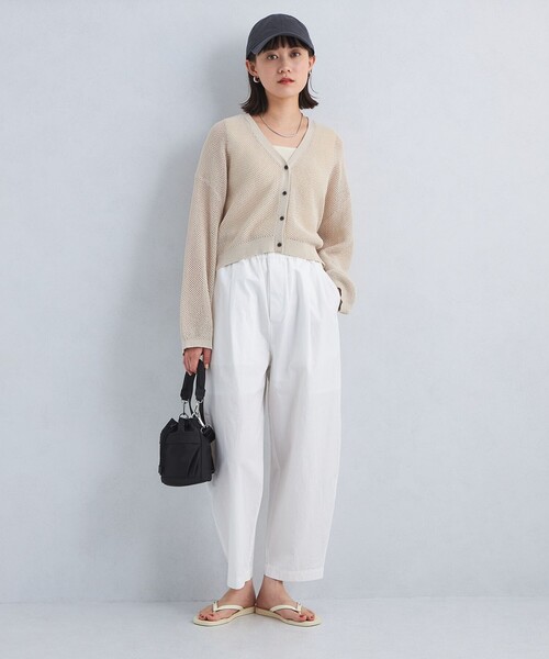 green label relaxing カーディガン メッシュ クロップド V