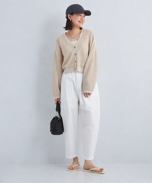 LAVANDA メッシュクロップドカーディガン green label relaxing カーディガン メッシュ クロップド V