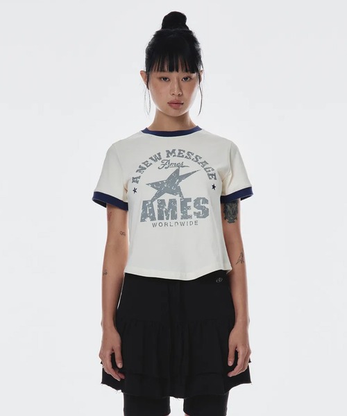 tシャツ A'GEM/9 × .kom 「AMESWORLDWIDE/アメスワールドワイド」 VINTAGE STAR TEE/ヴィンテージスターTE