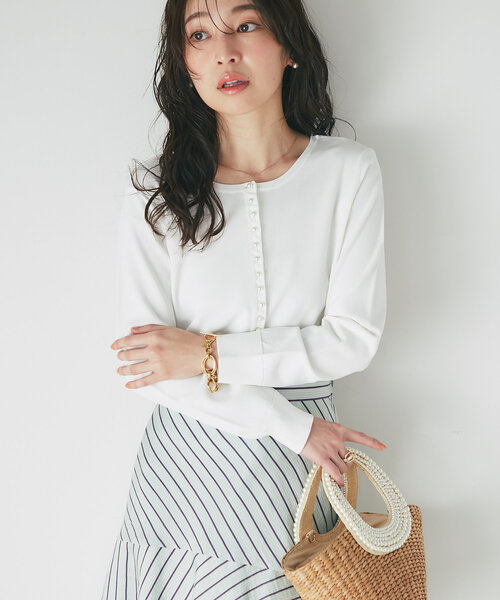 【美品】クールタッチUVパール釦前後2WAYカーディガン ラブティックボンボン La boutique Bonbon（ラブティックボンボン） カーディガン 「着回し力