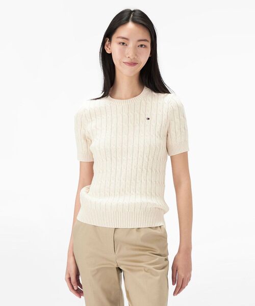 TOMMY JEANS ニット セーター ケーブルショートスリーブクルー