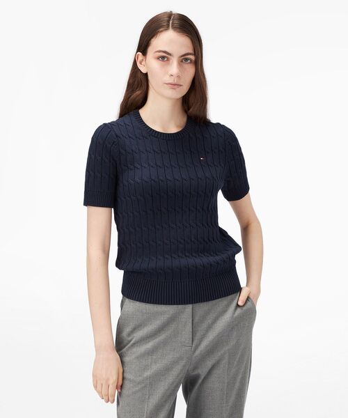 TOMMY JEANS ニット セーター ケーブルショートスリーブクルー