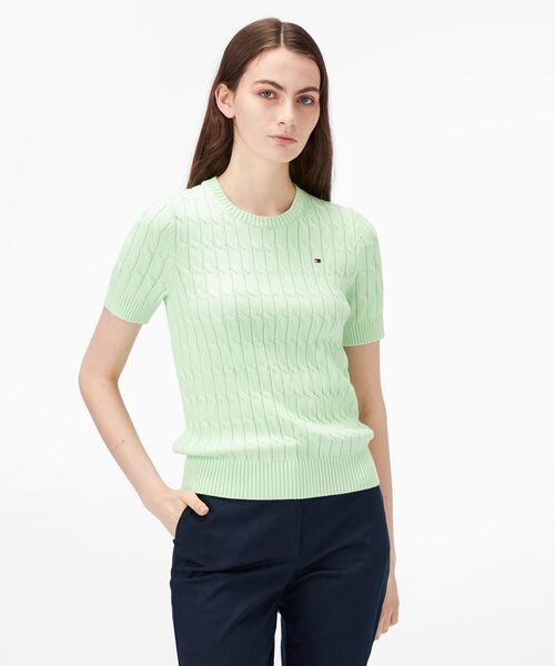 TOMMY JEANS ニット セーター ケーブルショートスリーブクルー