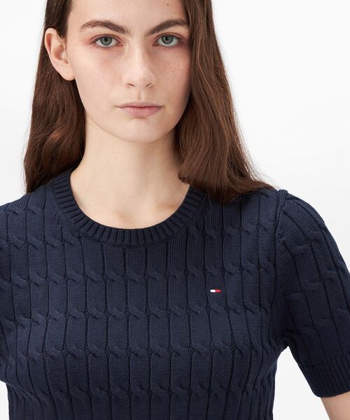 TOMMY JEANS ニット セーター ケーブルショートスリーブクルー