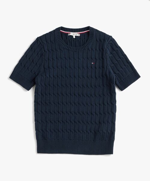 TOMMY JEANS ニット セーター ケーブルショートスリーブクルー
