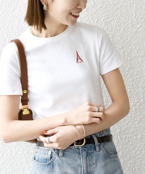 SHIPS for women / シップスウィメン 【SHIPS any別注】PETIT BATEAU: ロゴ プリント コンパクト ボーダー TEE 25SS SHIPS any別注】PETIT BATEAU: ロゴ プリント コンパクト TEE