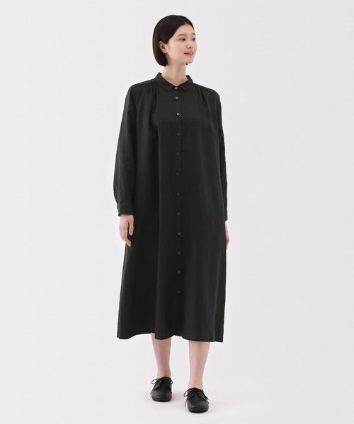 無印良品（MUJI） シャツワンピース 婦人 リネン 洗いざらし長袖シャツ