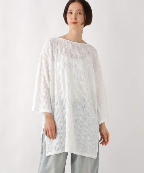 LEPSIM（レプシィム） チュニック ラッセルレース8分袖チュニック