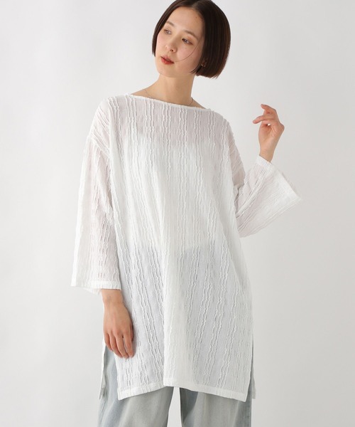 LEPSIM（レプシィム） チュニック ラッセルレース8分袖チュニック