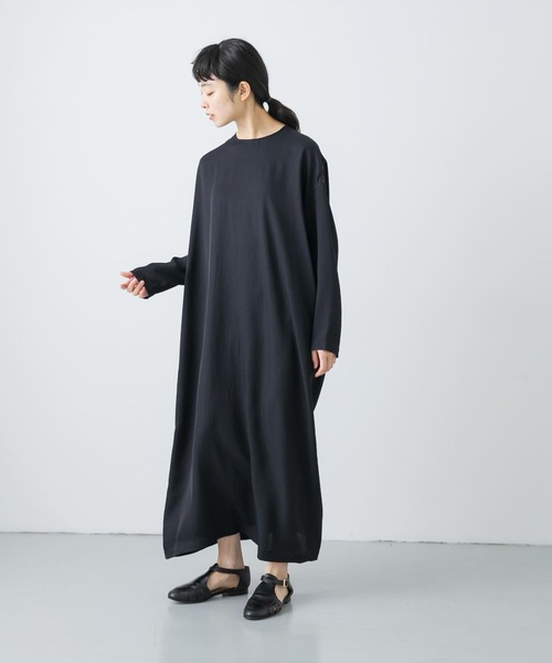 かぐれ ワンピース 「2サイズ展開」アセテートワイドワンピース
