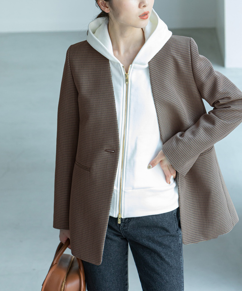 【NOBLE】ノーブル ノーカラージャケット NOBLE（ノーブル） ノーカラージャケット 36 ブラック レディース