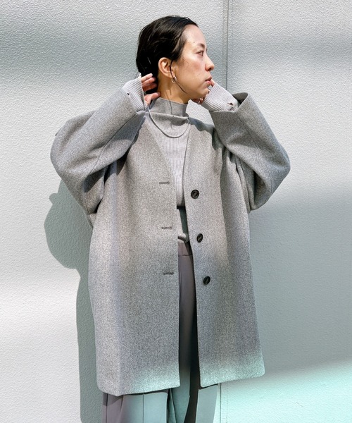 y/m（イム） ノーカラーコート FREE 杢グレー レディース : ZOZOTOWN