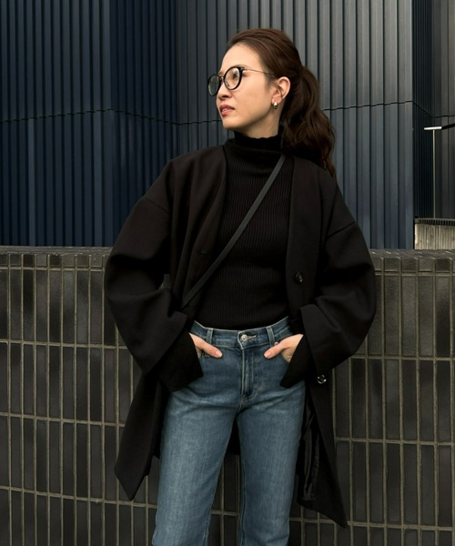 y/m（イム） ノーカラーコート FREE 杢グレー レディース : ZOZOTOWN