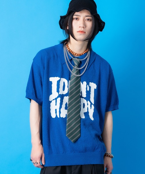 ポロシャツ a.p.o.v. メッセージロゴプリントオーバーサイズパイル