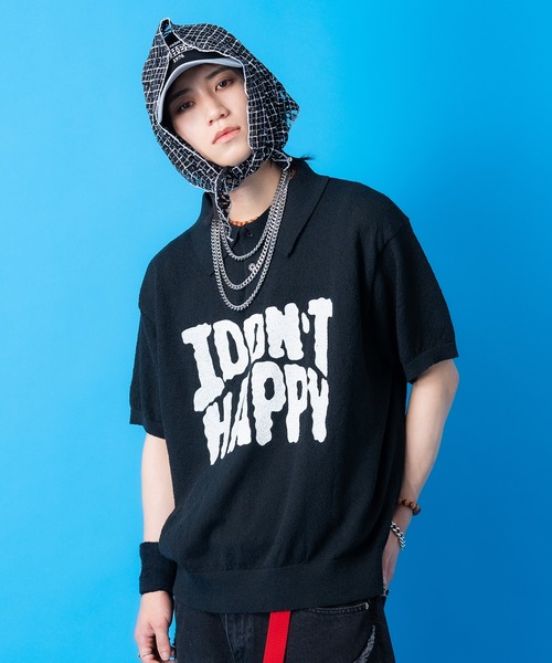 ポロシャツ a.p.o.v. メッセージロゴプリントオーバーサイズパイル