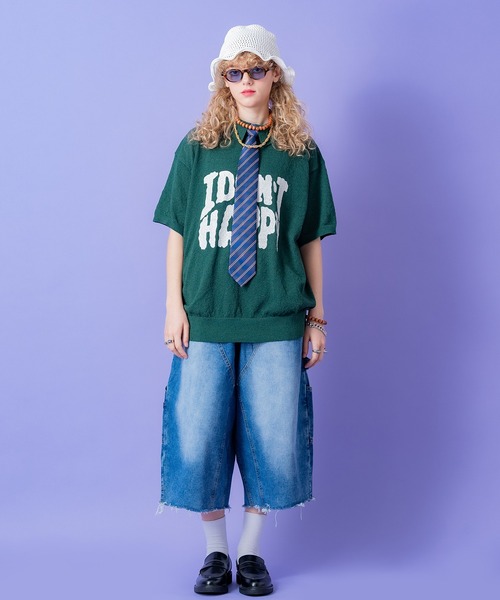 ポロシャツ a.p.o.v. メッセージロゴプリントオーバーサイズパイル
