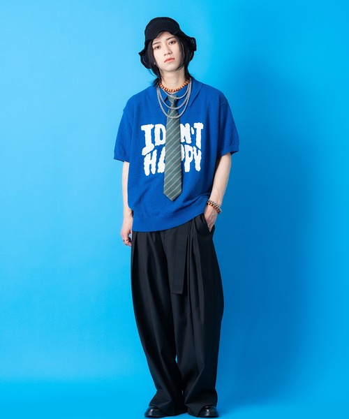 ポロシャツ a.p.o.v. メッセージロゴプリントオーバーサイズパイル