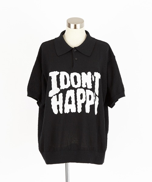 ポロシャツ 半袖 a.p.o.v. メッセージロゴプリントオーバーサイズ