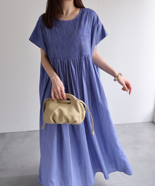★ChicLine★ ストライプバックゴムシャツワンピース sakishimatokyo シャツワンピース 「sakishimatokyo premium