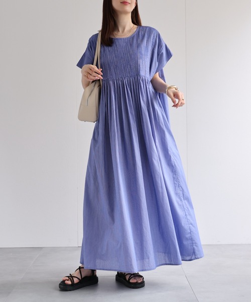 【美品】23区 シャツワンピース シルク コットン ストライプ マキシ sakishimatokyo シャツワンピース 「sakishimatokyo premium