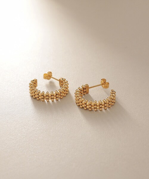 COCOSHNIK ピアス K18ハニーカットボールフープ スタッドピアス COCOSHNIK ピアス K18ハニーカットボールフープ スタッドピアス