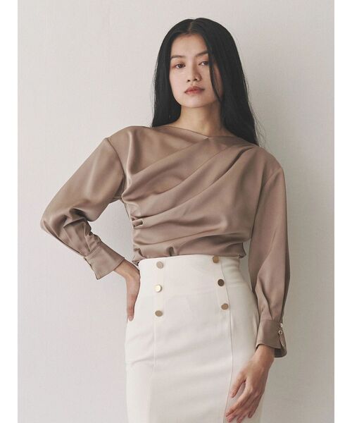 ブラウス シャツ アシメタックドレープブラウス レディース TONAL ブラウス シャツ アシメタックドレープブラウス