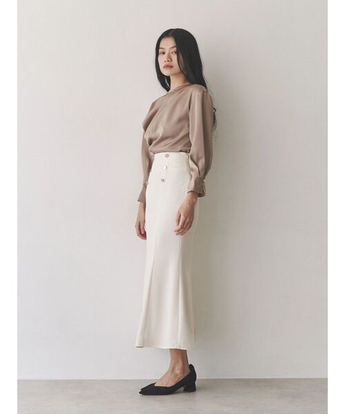 ブラウス シャツ タックドレープブラウス レディース TONAL ブラウス シャツ アシメタックドレープブラウス