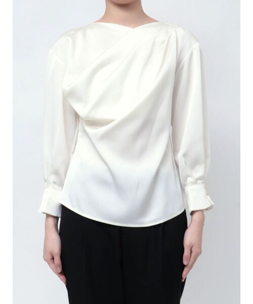 ブラウス シャツ タックドレープブラウス レディース TONAL ブラウス シャツ アシメタックドレープブラウス