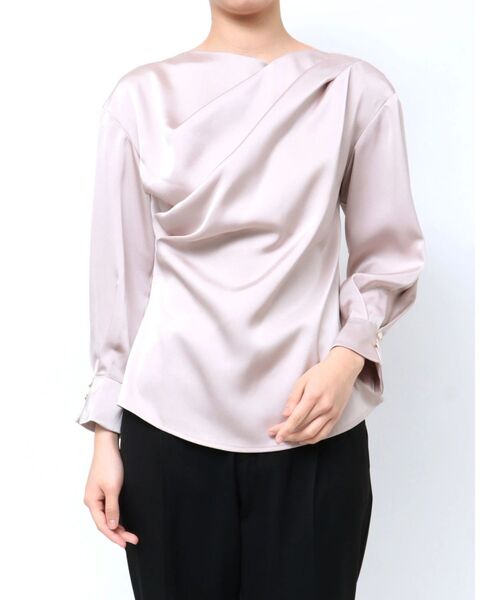 ブラウス シャツ アシメタックドレープブラウス レディース TONAL ブラウス シャツ アシメタックドレープブラウス