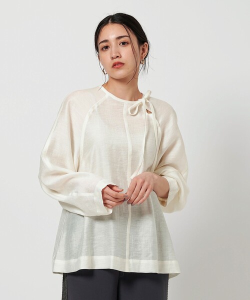 ブラウス シャツ リボンタイ ノーカラーブラウス レディース BEAUTY＆YOUTH UNITED ARROWS ブラウス シャツ リボンタイ ノー