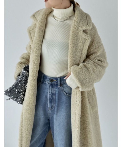 「Re:EDIT」 チェスターコート SHORT ベージュ レディース_画像2