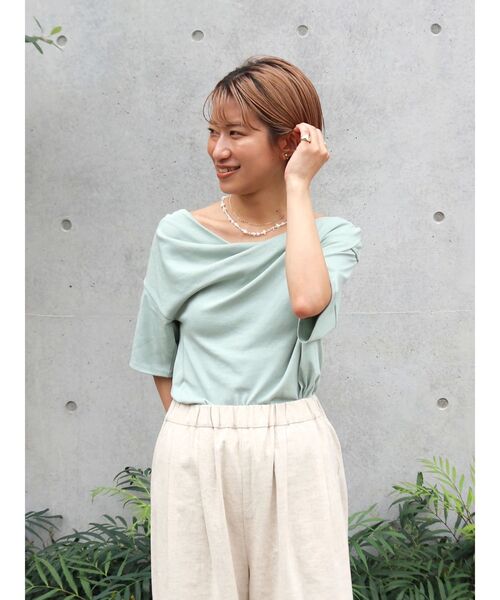 tシャツ タックデザインオフショルTee レディース Ungrid tシャツ タックデザインオフショルTee レディース